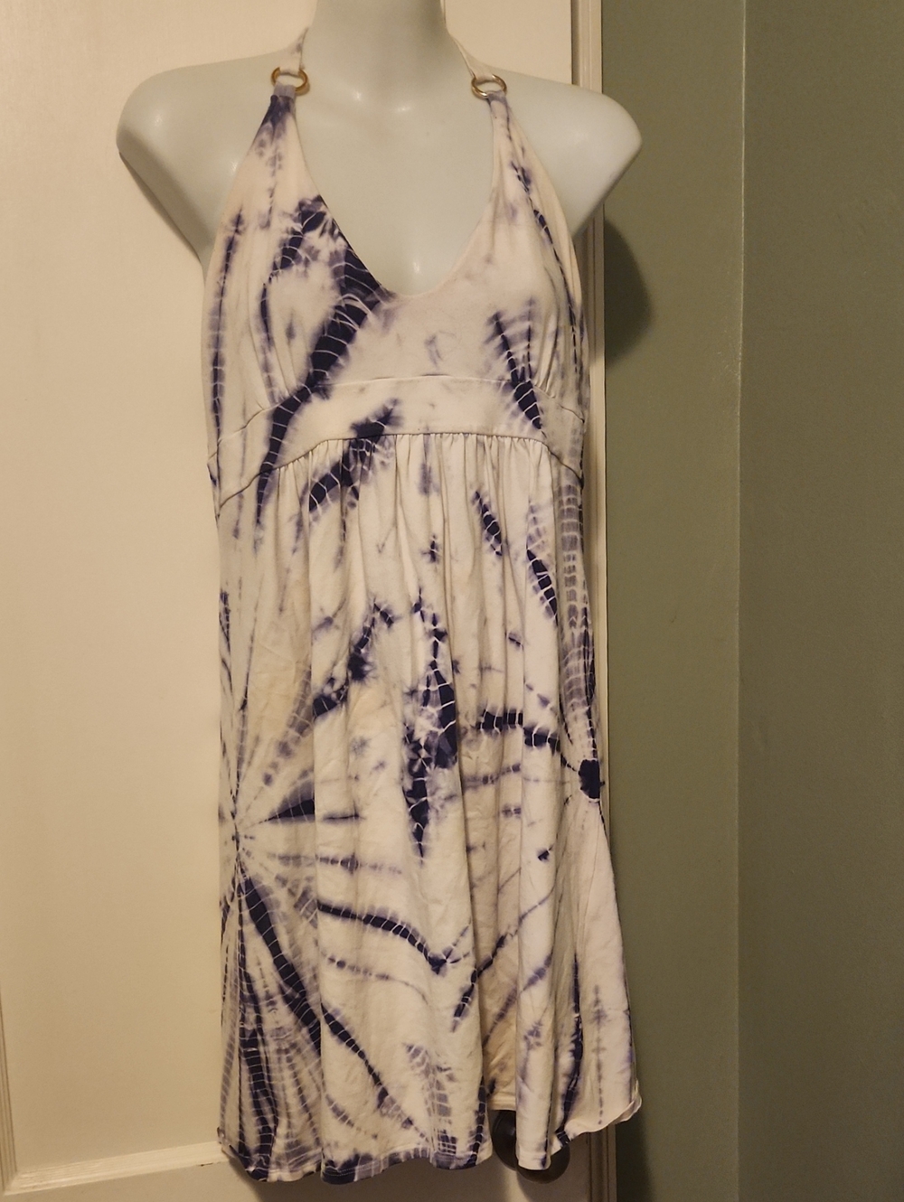 Tie-Dye Halter Sundress in White and Purple